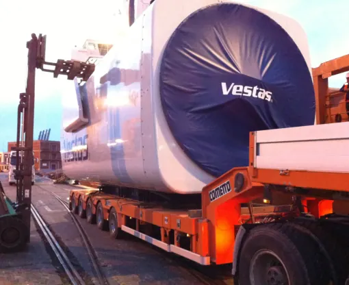 Transporte de componente de aerogenerador Vestas